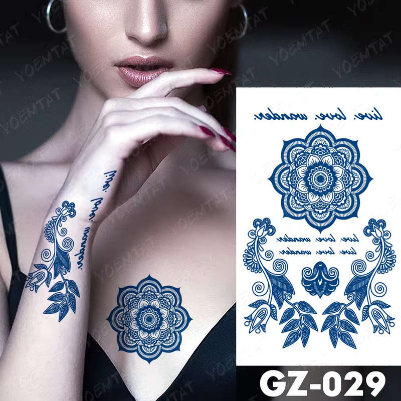 Flower Mandala Botanical Temporary Tattoo