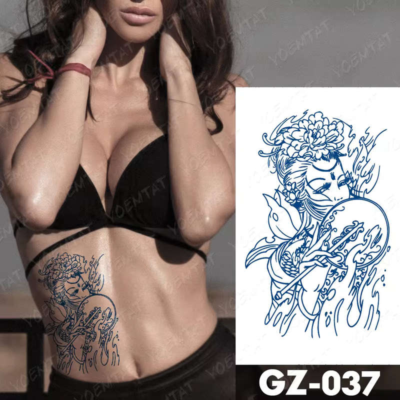 Geisha Wave Cascade Temporary Tattoo