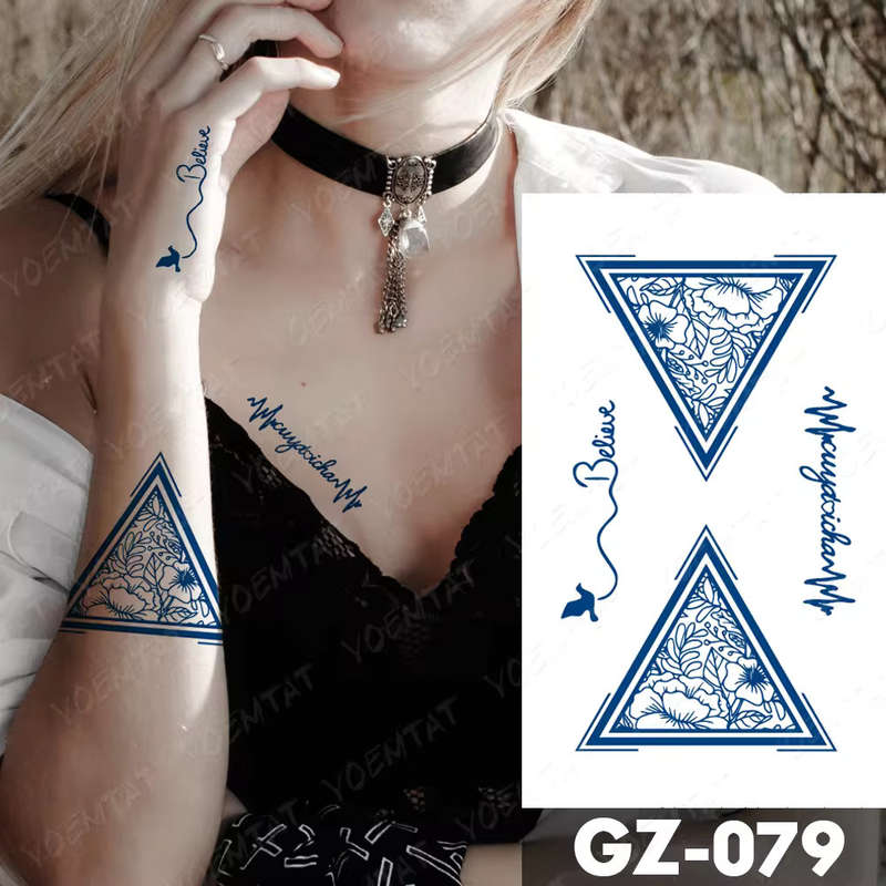 Mystic Triangle Floral Tattoo