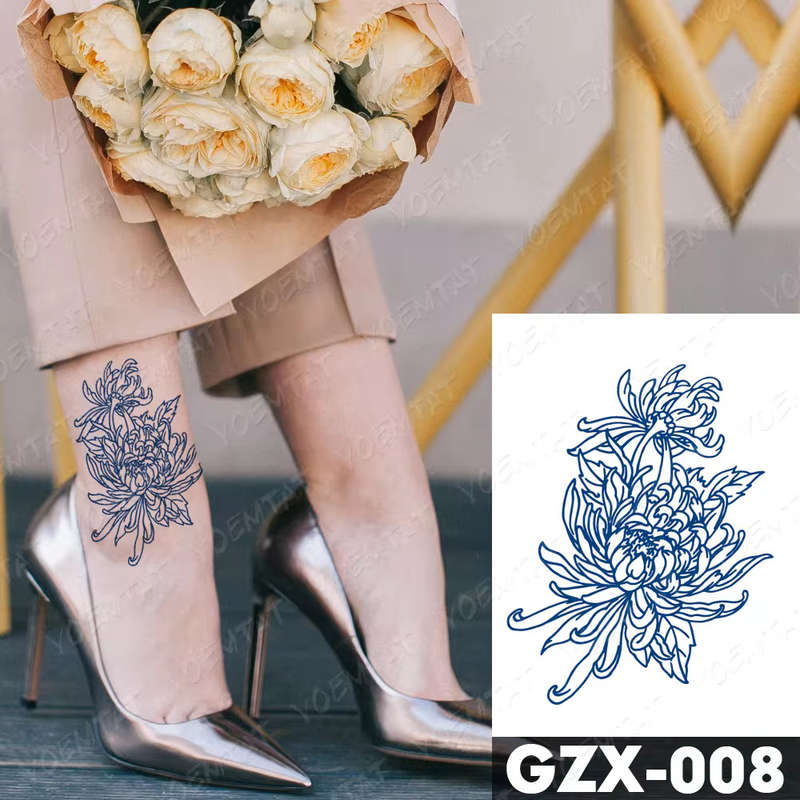 Chrysanthemum Bloom Temporary Tattoo