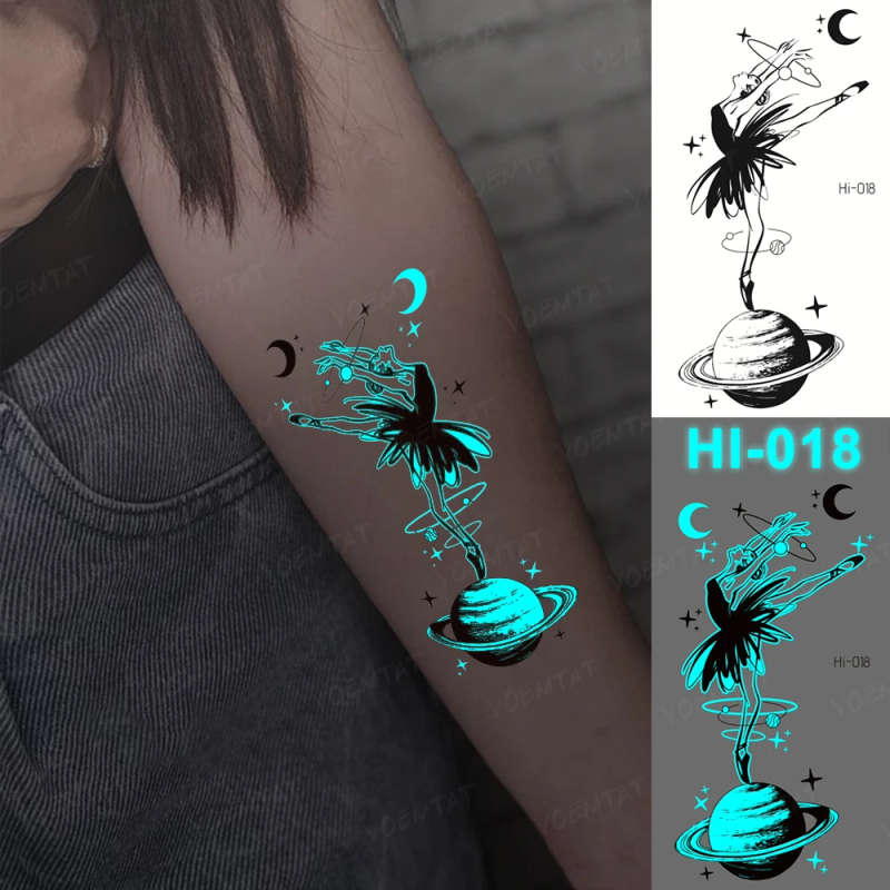Ethereal Orbit Glow-In-The-Dark Temporary Tattoo