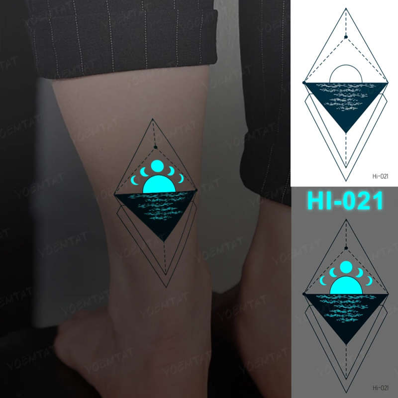 Geometric Oceanic Glow-In-The-Dark Temporary Tattoo