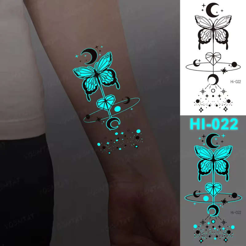 Mystic Butterfly Orbit Glow-In-The-Dark Temporary Tattoo