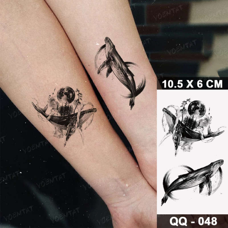 Cosmic Whale Dance Temporary Tattoo