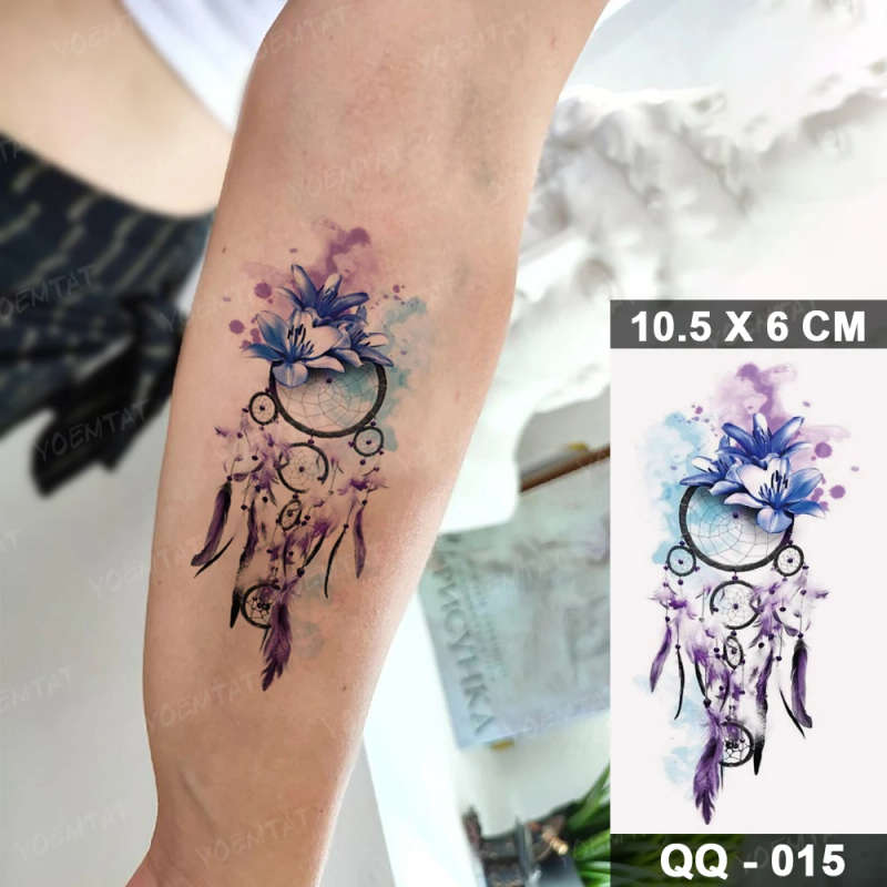 Blue Dreamcatcher Watercolor Temporary Tattoo