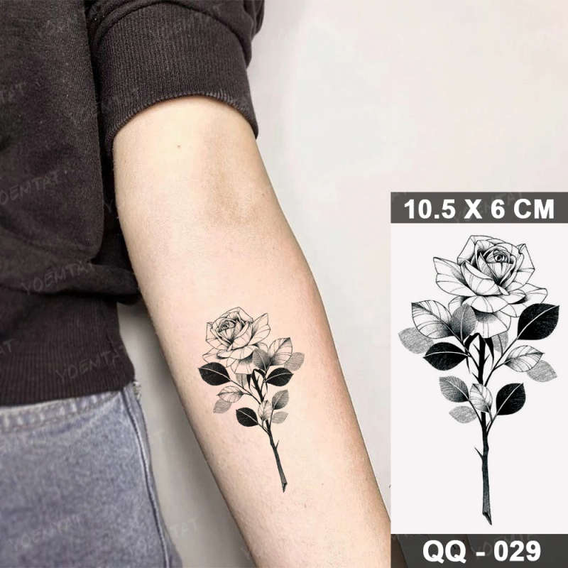Solo Rose Elegance Temporary Tattoo