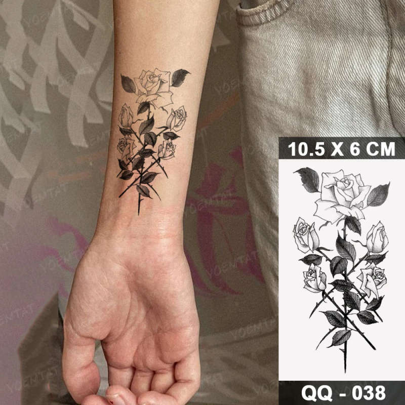 Elegant Rose Vine Temporary Tattoo