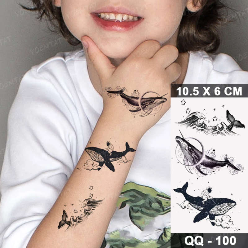 Celestial Whales Temporary Tattoo Set