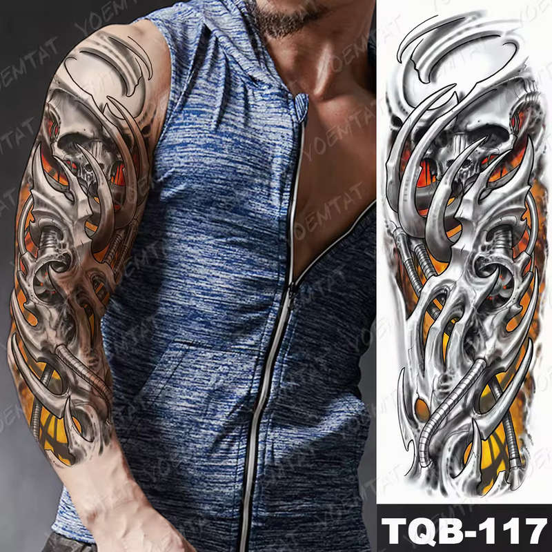 Ethereal Skull and Flames Tattoo