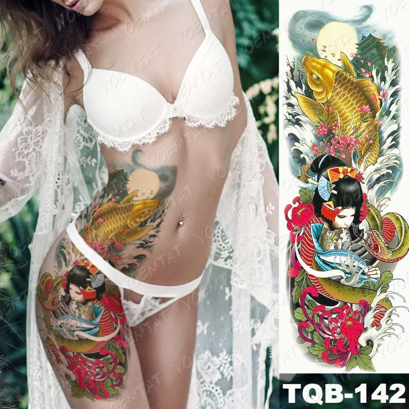 Oriental Koi and Geisha Tattoo