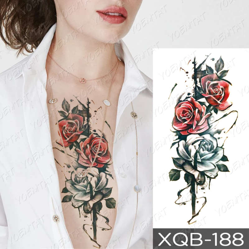 Exquisite Watercolour Roses Temporary Tattoo