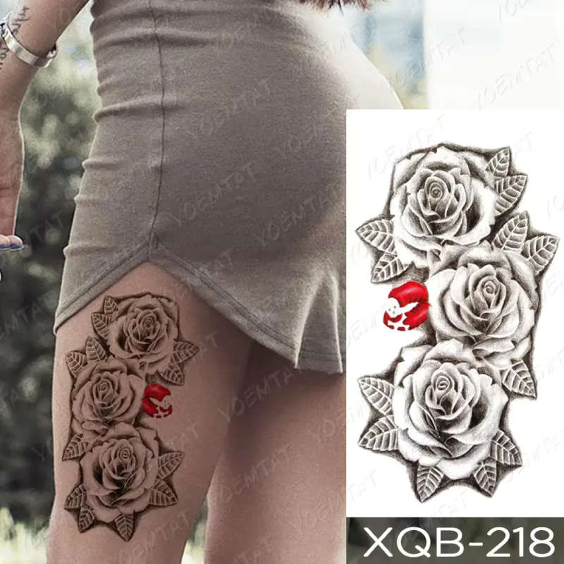 Rose Noir Grace Temporary Tattoo