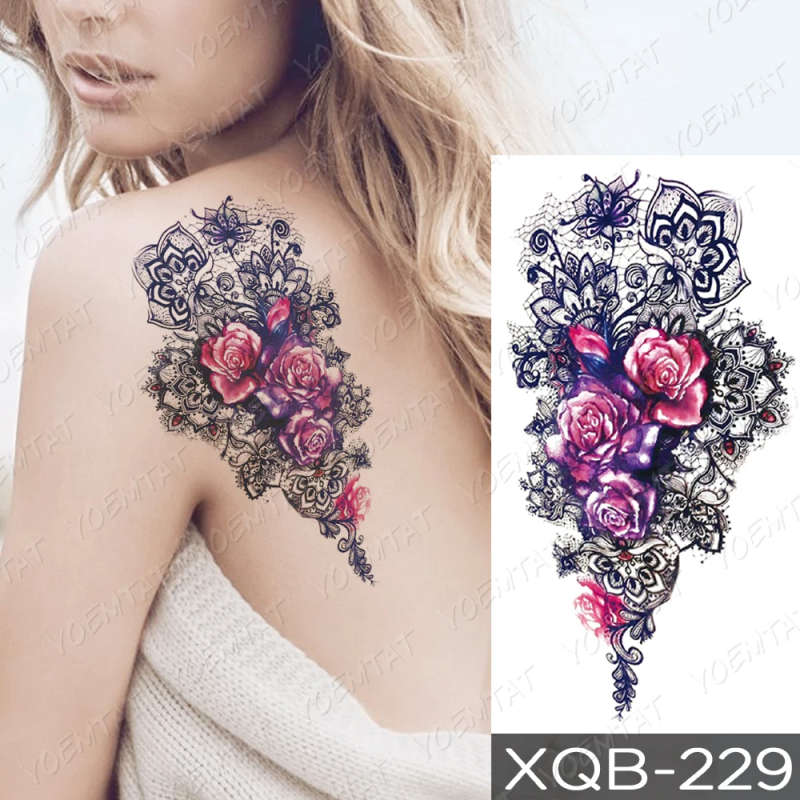 Lavish Lace & Rose Temporary Tattoo
