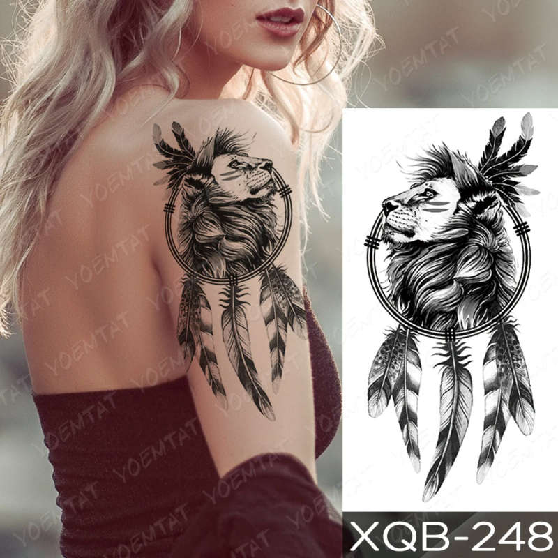 Majestic Lion Dreamcatcher Temporary Tattoo