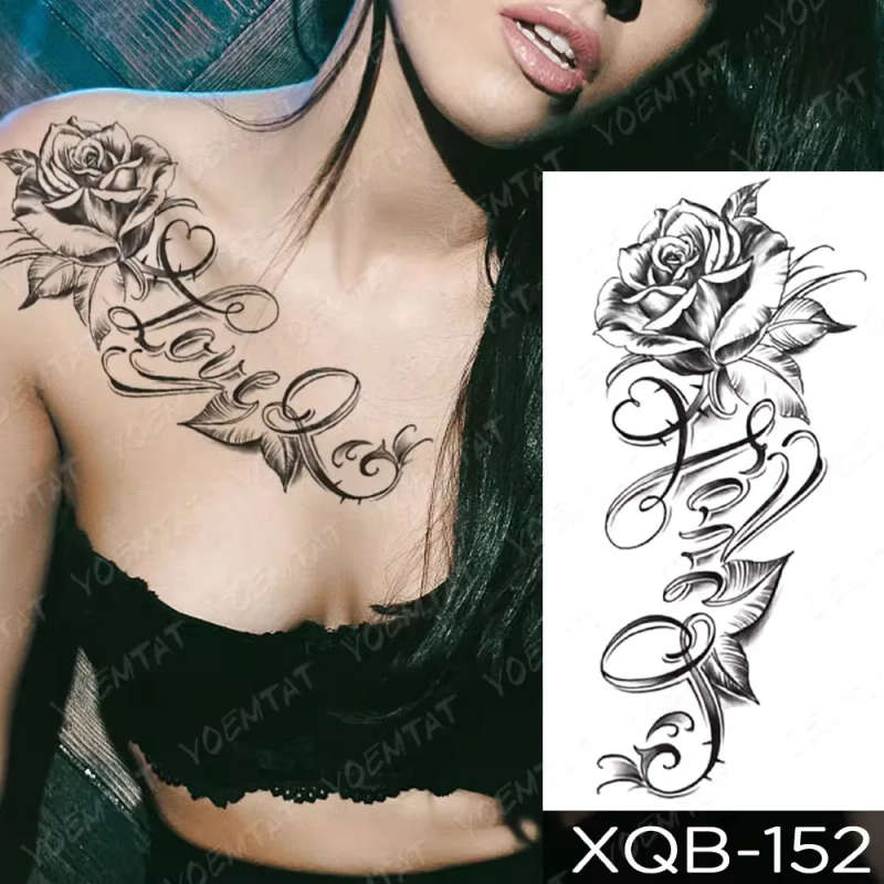 Love Rose Script Temporary Tattoo