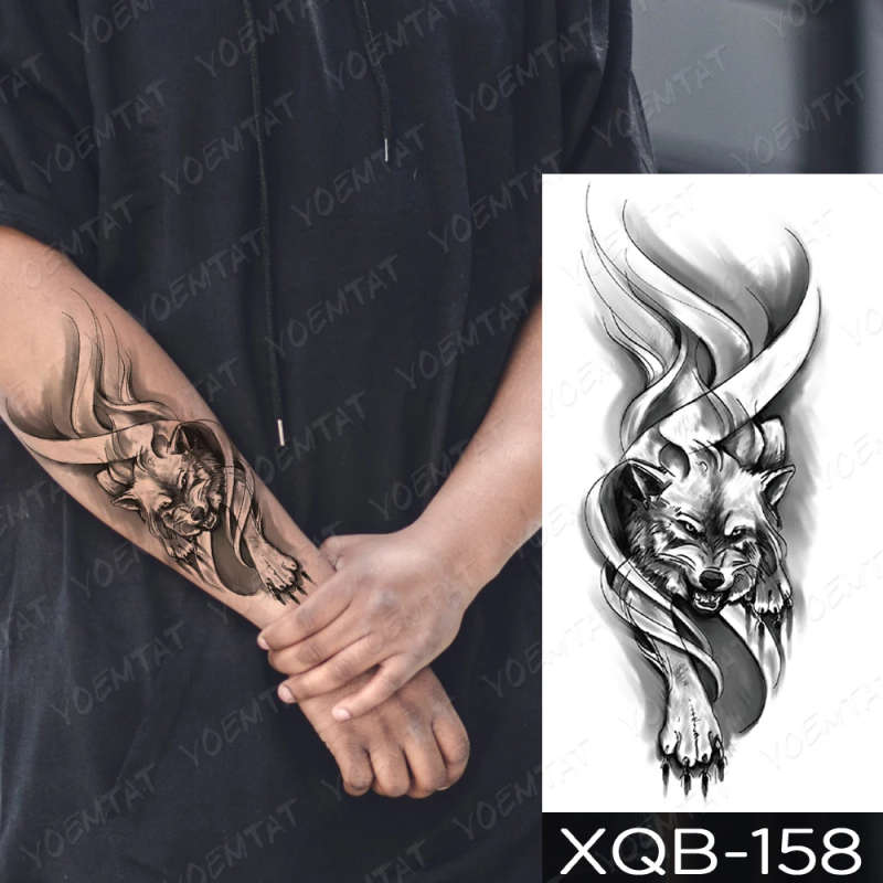 Fierce Wind Wolf Temporary Tattoo