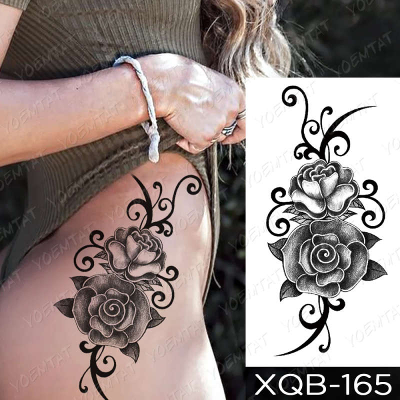 Twining Roses Swirl Temporary Tattoo