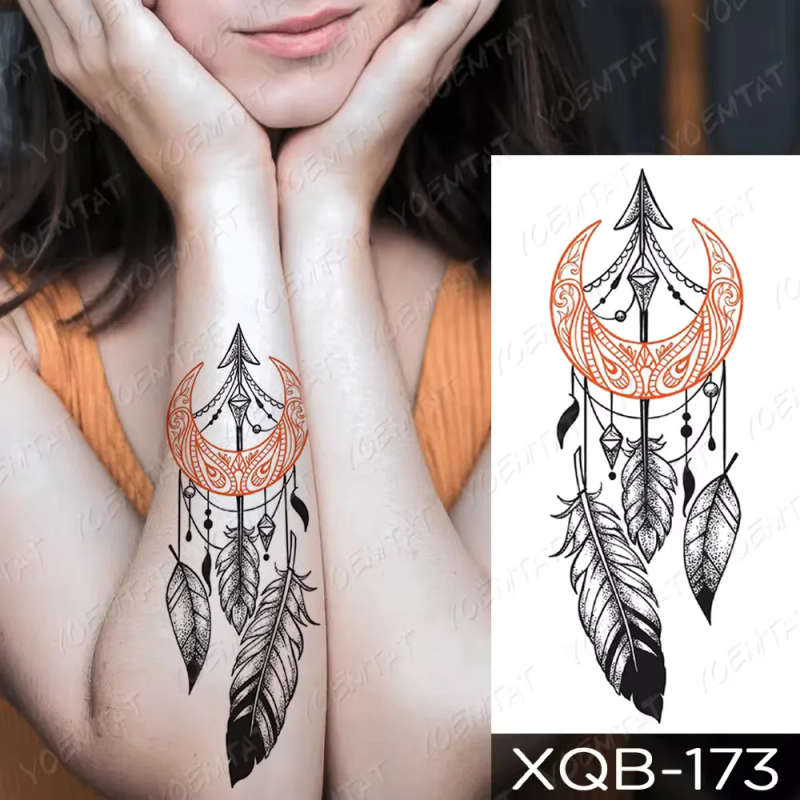 Crescent Moon Dreamcatcher Temporary Tattoo