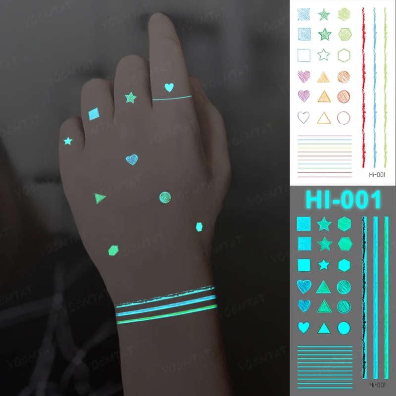 Celestial Charm Shapes Glow-In-The-Dark Temporary Tattoos
