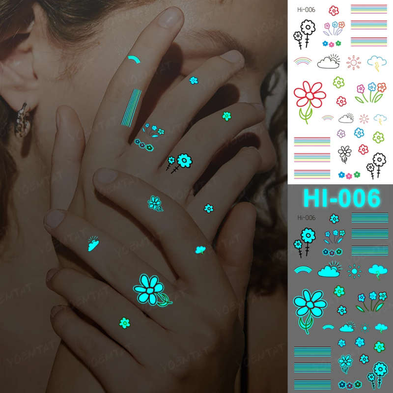 Whimsical Weather and Floral Glow-In-The-Dark Temporary Tattoos