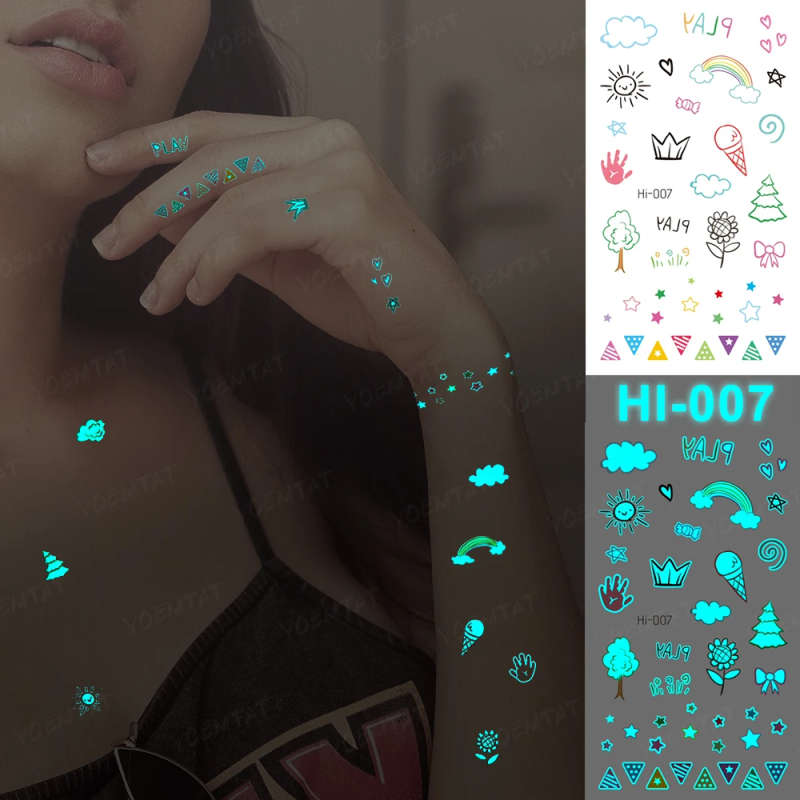 Playful Variety Pack Glow-In-The-Dark Temporary Tattoos