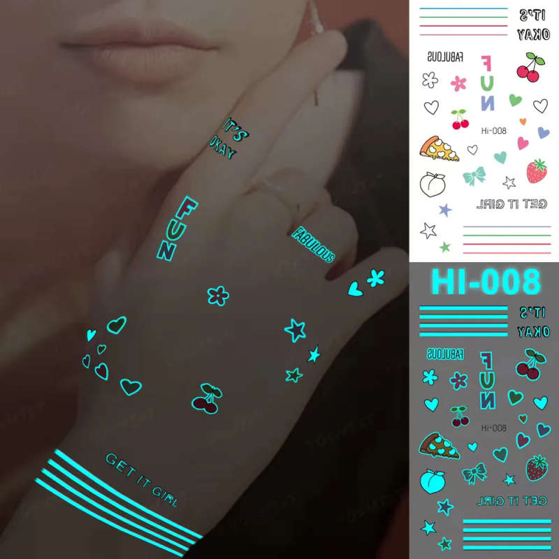 Fun Expressions Glow-In-The-Dark Temporary Tattoos