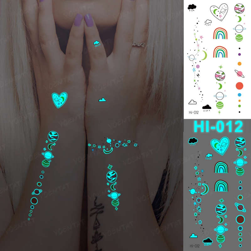 Sky and Celestial Glow-In-The-Dark Temporary Tattoos