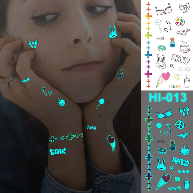 Cute and Fun Glow-In-The-Dark Temporary Tattoos