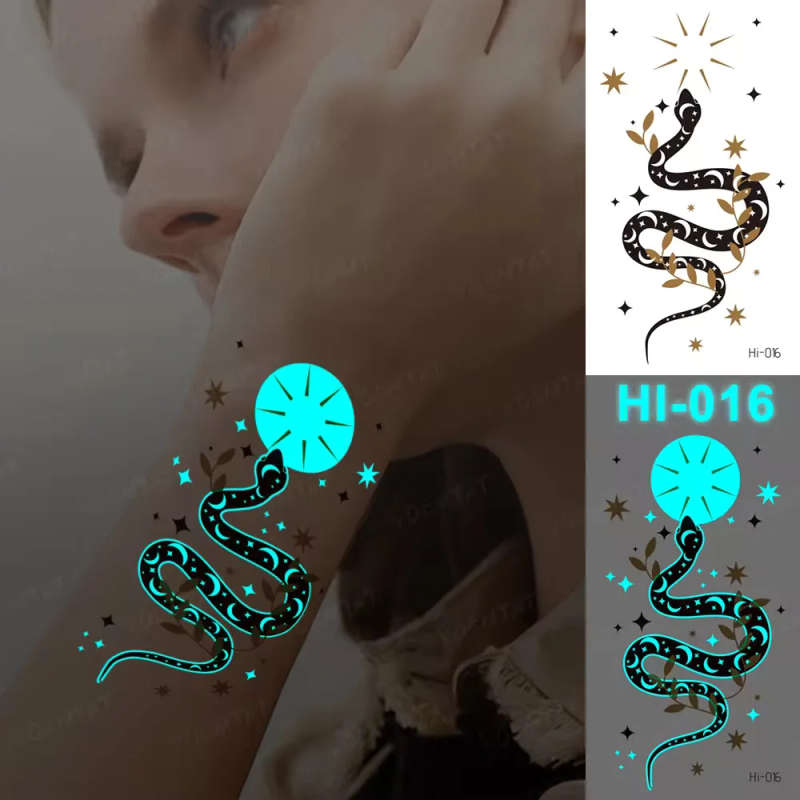 Enchanting Celestial Snake Glow-In-The-Dark Temporary Tattoo
