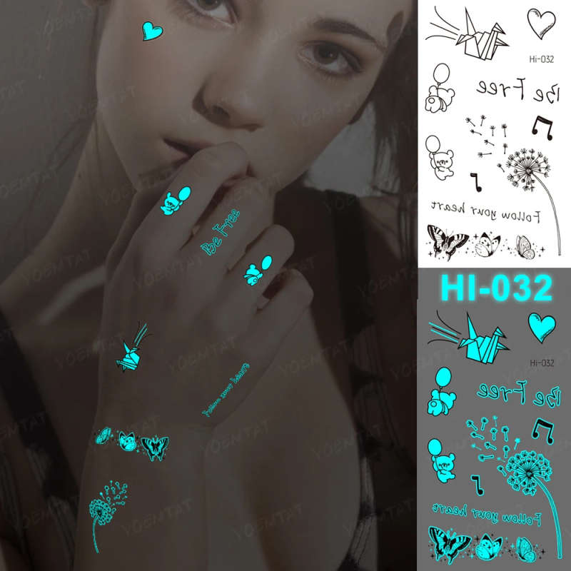 Be Free Glow-In-The-Dark Temporary Tattoos