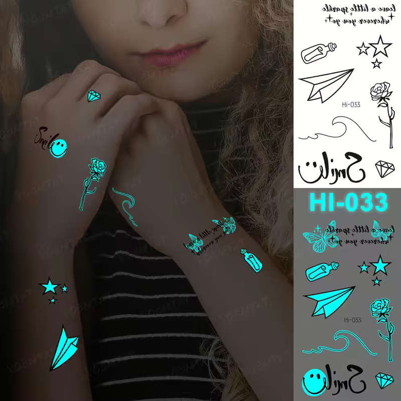 Smile Glow-In-The-Dark Temporary Tattoos
