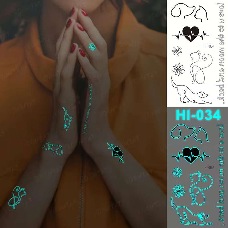 Moonlit Companions Glow-In-The-Dark Temporary Tattoos