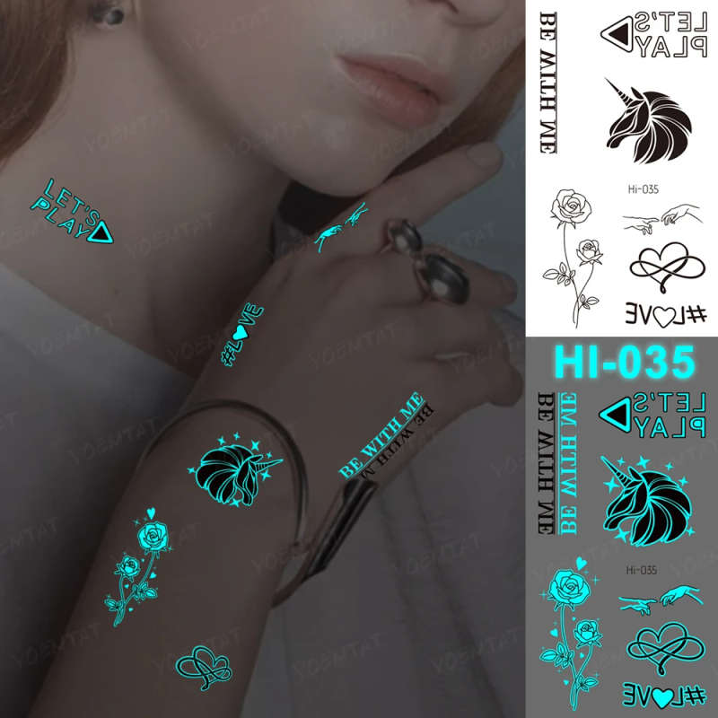 Playful Love Glow-In-The-Dark Temporary Tattoos