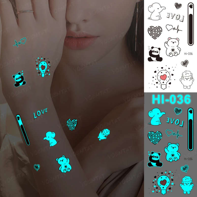 Lovely Animals Glow-In-The-Dark Temporary Tattoos