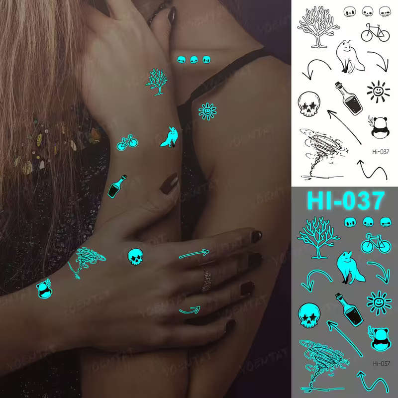 Cute Creatives Glow In The Dark Temporary Tattoos