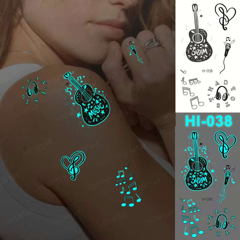 Can't Stop Music Glow-In-The-Dark Temporary Tattoos