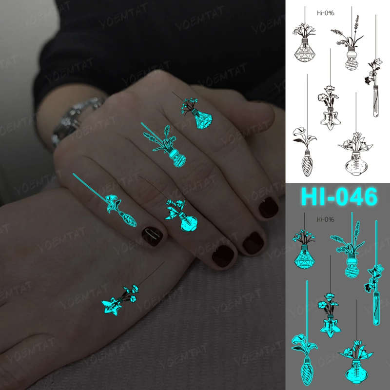 Hanging Flowers Glow-In-The-Dark Temporary Tattoos