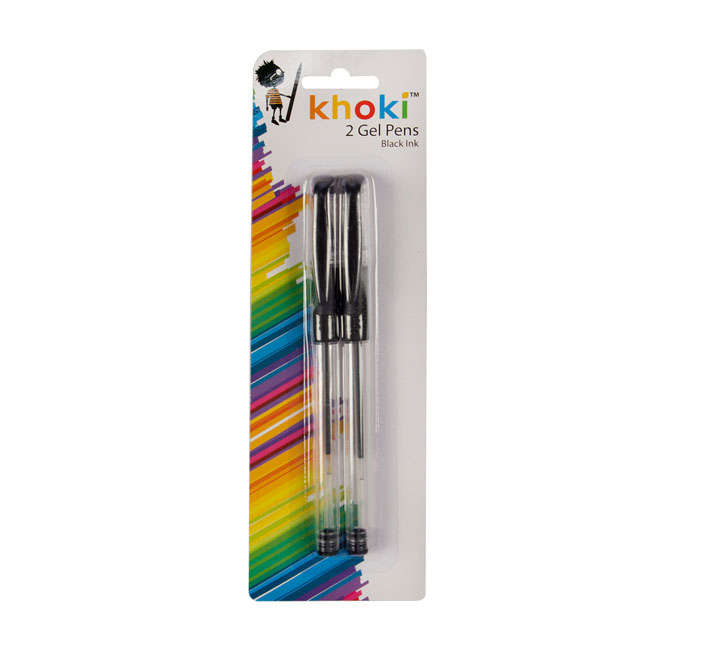 Gel Pens - Black Ink - Black & Transparent - 2 Pieces - 6 Pack