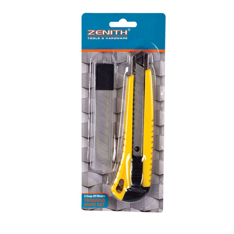 "Utility Knife - Retractable - 5 Spare Blades - Yellow - 20mm - 8 Pack"