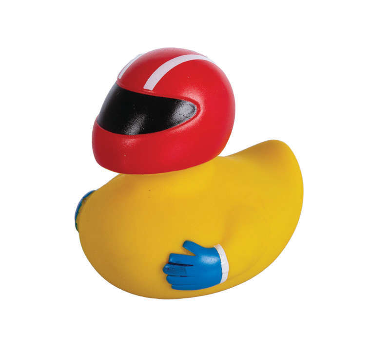 "Floating Duck Toy - Racer Design - Vinyl - Yellow - 12 Pack"