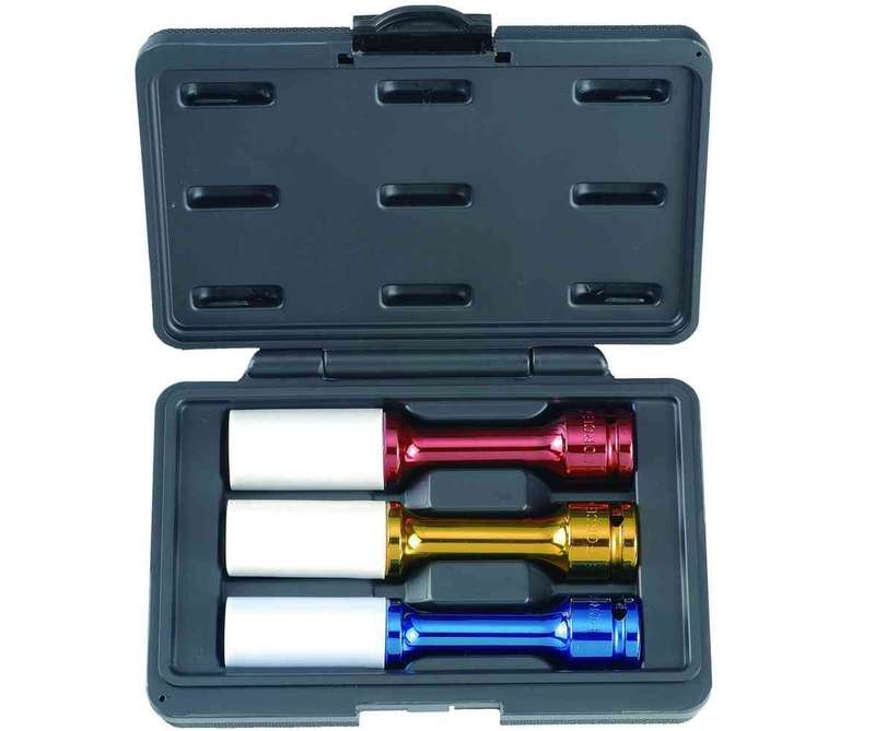 Force - 1/2 Dr Wheel Nut Deep Impact Socket Set 17mm And 19mm And 21mm