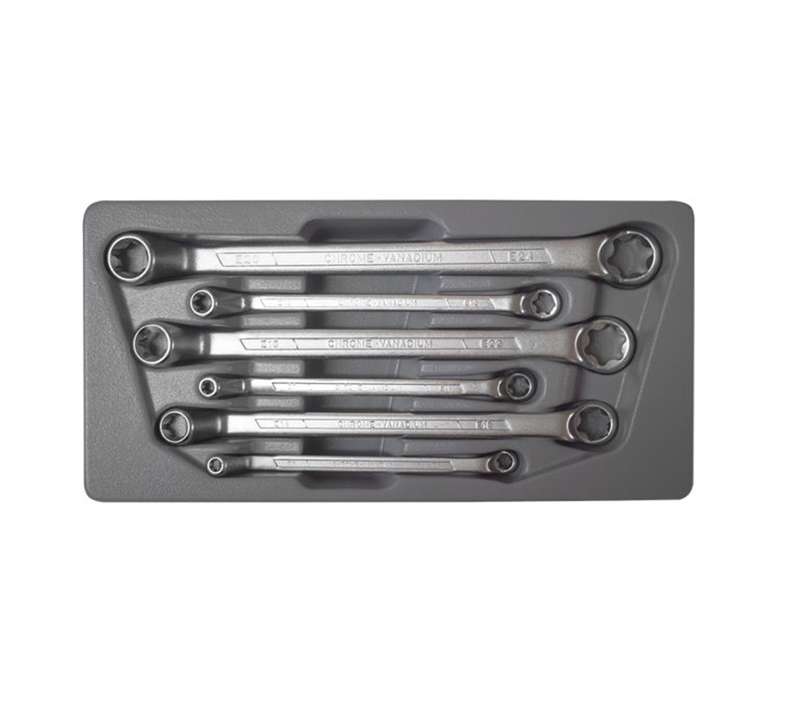 Force - 6 Piece Offset 75Deg Star Ring Wrench Set E6Xe8 To E20Xe24