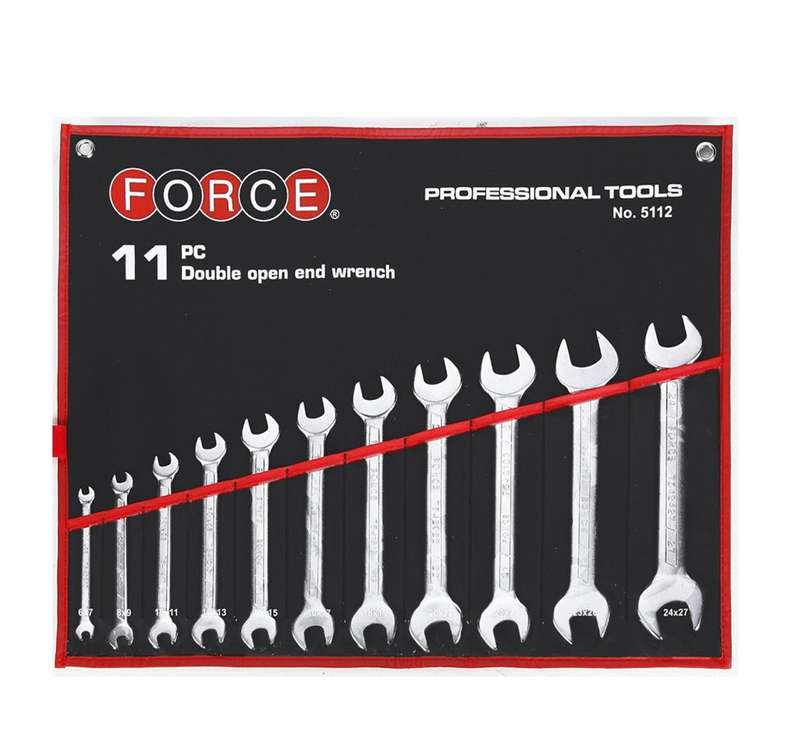 Force - 11 Piece Double Open End Wrench Sets 6mm - 27mm