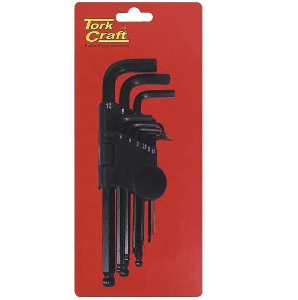 Tork Craft - Hex Key Set 9Piece Ball Point 1.5-10mm Carded Cr-V - 2 Pack