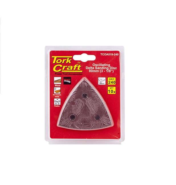 Tork Craft - Oscilating Sandpaper A/O 80mm 10Piece Delta Shape - 2 Pack