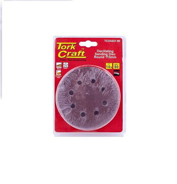 Tork Craft - Oscilating Sandpaper A/O 115mm 10Piece Round 80Grit - 2 Pack