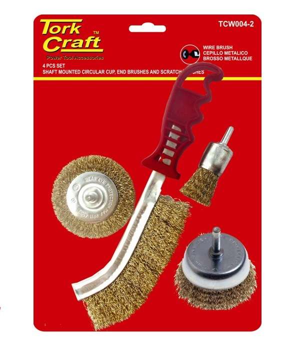 Tork Craft - Wire Brush Set 4Piece With Hand Brush - 2 Pack