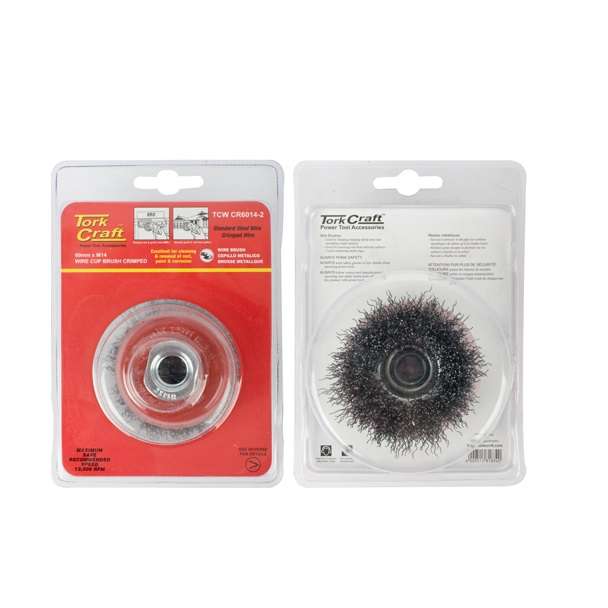 Tork Craft - Wire Cup Brush Crimped Plain 60mmxm14 Blister - 2 Pack
