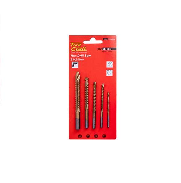 Tork Craft - Drill Saw Set HSS Tin.Coated 3-4-5-6-8 - 2 Pack