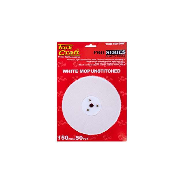 Tork Craft - White Buff/Mop Unstitched 150 x 50Ply x 1/2 Hole - 2 Pack